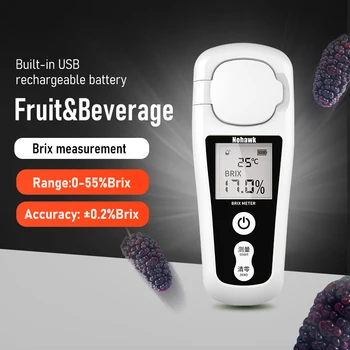 Nohawk Brix Refraktometer LCD Digitales Brix-Messgerät Wiederaufladbares Zuckermessgerät zur Messung des