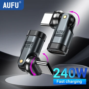 AUFU PD240W USB C auf Typ C OTG-Adapter 540 Rotation 5A Schnellladekabel-Konverter für iPhone 16 MacBook