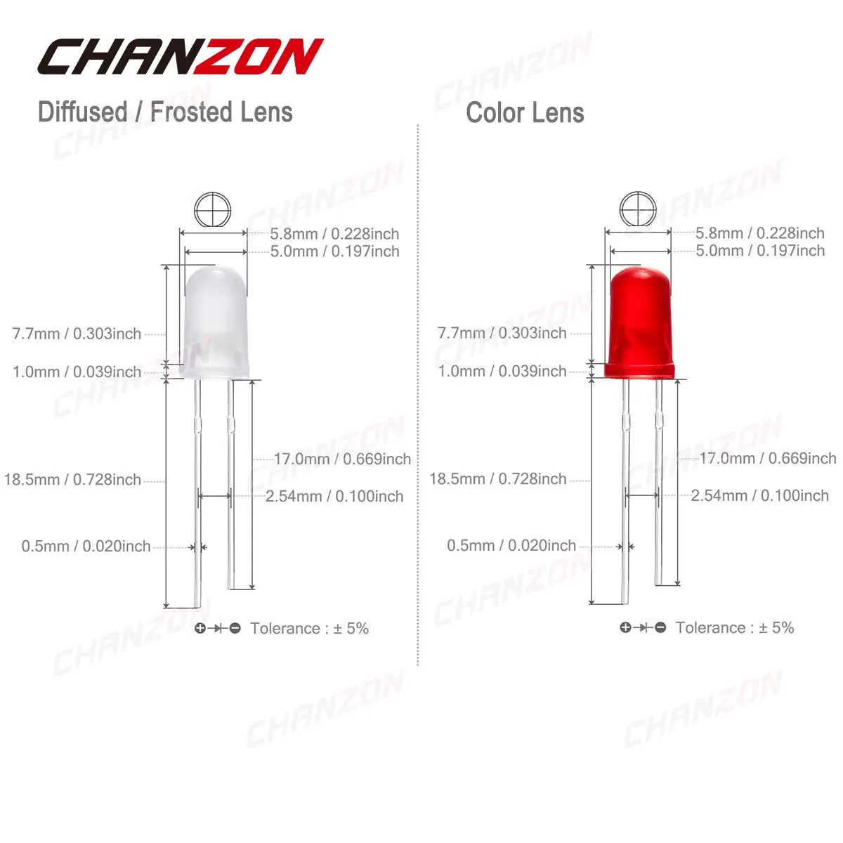 5 mm diffuses LED-Dioden-Set, Lampe, Leuchtdiode – Bild 3