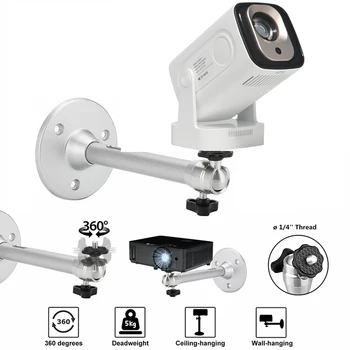 Tragbare Projektorhalterung 360° ° Drehbare Decken- und Wandhalterung, Beamer-Halterung aus Aluminium, passend