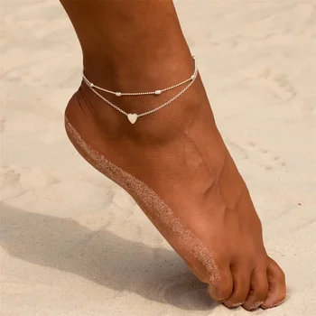Weibliche Herz Fußkettchen Armband Sandalen Fuß Schmuck Bein Neue Fußkettchen auf Fuß Armbänder für Frauen