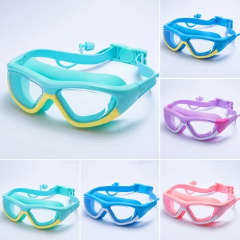 Antibeschlag-High-Definition-Schwimmbrille für Kinder, Silikon, Weitwinkel, großer Rahmen, Dichtung