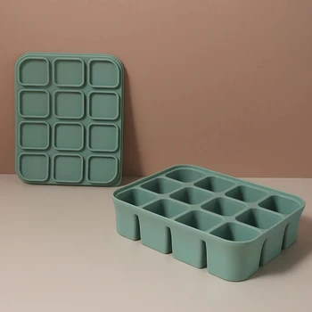12-Gitter-Eiswürfelform, Silikon-Eiswürfelform, quadratische Tablettform, leicht zu lösende