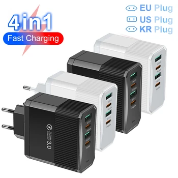 100W USB-Ladegerät mit schnellem Laden, 6 Anschlüsse, Quick Charge 3.0, Reiseladegerät für iPhone, Samsung