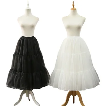 Lange bauschige Röcke 80CM Mädchenmode Tutu-Rock Frauen Solide Ballkleid Brautpetticoat Weißes Hochzeitskleid