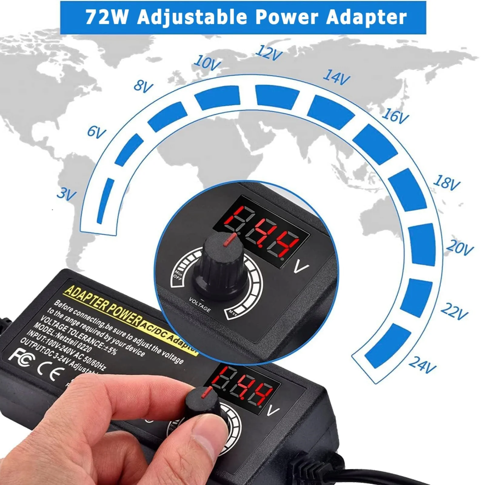 Einstellbare Netzteil Variable AC-DC Netzteil Labor 3V-24V-3A – Bild 3