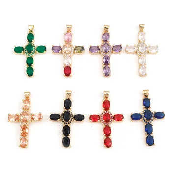 Kupfer Religiöse Kreuz Anhänger Gold Farbe Metall Charme Für DIY Machen Halskette Armbänder Schmuck