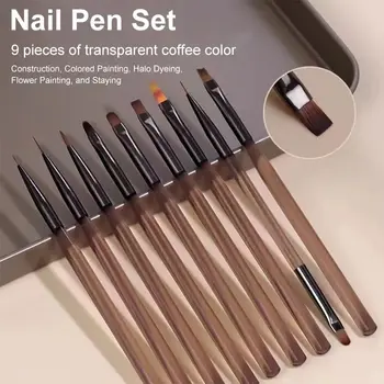 UV Gel Nagel Pinsel Liner DIY Malerei Stift Maniküre Acryl Zeichnung Pinsel für Nail art Design (9 Stück)