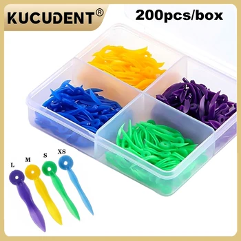Paket Dental Einweg Zahn Lücke Keile mit Ende Loch 4 Größen Kunststoff Medizinische Mundpflege (200 Stück)