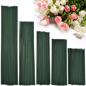 15/20/25/30/40 cm Künstliche Grüne Blume Stiele DIY Floral Material Handgemachte Draht stiel (50 Stück)