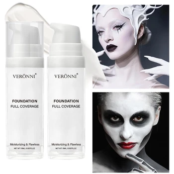 Reinweiße Flüssig-Foundation für COS Bühnen-Make-up, langanhaltender Concealer, mischbare reinweiße