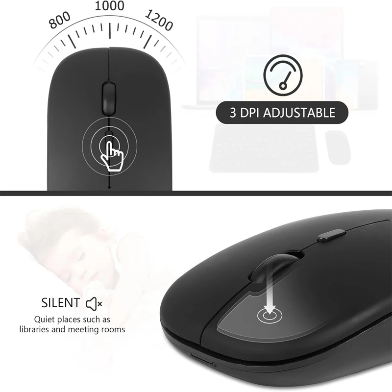 Wiederaufladbare Drahtlose Maus Bluetooth 2,4 GHz Dual Modi – Bild 5