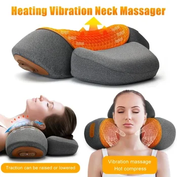 Elektrische Neck Massager Kissen Zervikale Bahre Heizung Vibration Massage Zurück Traktion Orthopädische