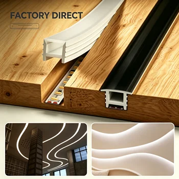 Flexibles Silikon-LED-Kanalprofil mit Diffusor für Einbaumontage für LED-Streifen Linearbeleuchtung