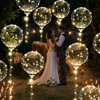 Bunte LED-Luftblasenballons, 10 Sätze bunter LED-Lichtschwellen, Heliumballons für Neujahr, Geburtstag