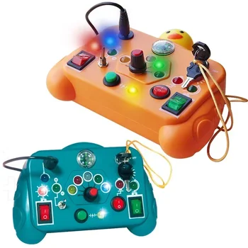Montessori Busy Board Sensorisches Spielzeug Cartoon mit LED-Lichtschalter Steuerplatine Reiseaktivitäten