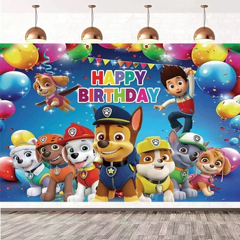 Paw Patrol Hintergrund Dekoration Kinder Mädchen Junge Party Fotografie Hintergrund Welpen Event Geburtstag