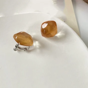 Nicht Durchbohrt Unregelmäßige Geometrische Ohr Clip Ohrringe Candy Farbe Harz Schmuck Mode Earcuffs
