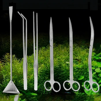 Aquarium Schere Pinzette Werkzeug Aquarium Pflanzen Welle Schere Wasser Gras Edelstahl Reinigung Werkzeuge