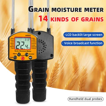 AR991 Digitales LCD-Getreide-Feuchtigkeitsmessgerät für 14 Arten von Körnern, Weizen, Mais, Reis, Erdnuss