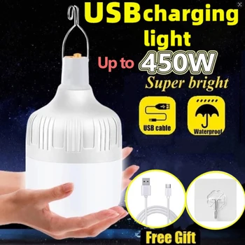 Tragbare Outdoor BBQ Camping Lichter USB Aufladbare Lampe LED Notfall Lampe Haken High Power Zelte Laterne