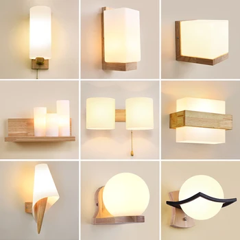 Moderne LED-Wandlampen, Holzleuchten, Schlafzimmer, Nachttisch, Treppe, Flur, Innenmontage, Beleuchtung