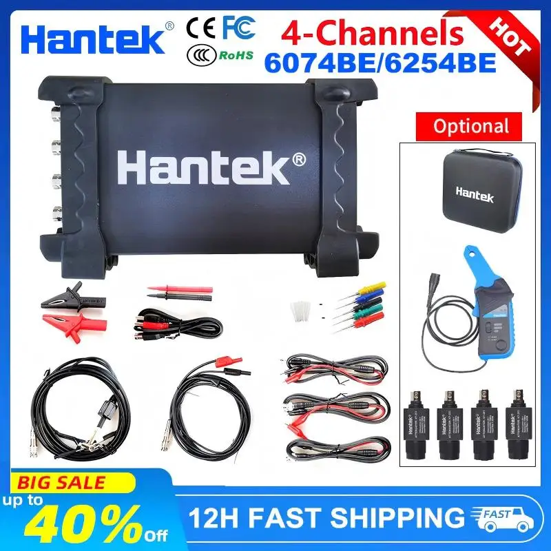 Hantek 6074BE/6254BE 4-Kanal-USB-Oszilloskop, 70/250 MHz