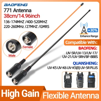 ABBREE Walkie Talkie Antenne SMA Weiblich Männlich VHF UHF Band Tri-Band GMRS für BaoFeng UV-5R BF-888S