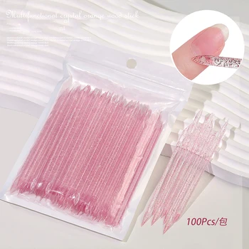 Wiederverwendbare Kristall Glitter Stick Doppel Ende Nail art Nagelhautschieber Entferner Werkzeug (100 Stück)