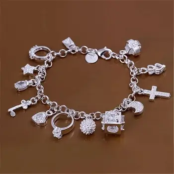 Armband europäische und amerikanische Silber Mode dreizehn Anhänger Armband Frauen Multi-Element-Schmuck