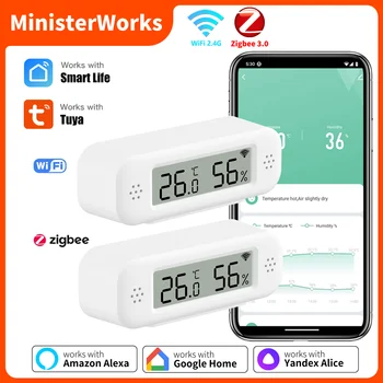 Tuya WiFi Zigbee 3,0 Temperatur Feuchtigkeit Sensor Hygrometer Thermometer App Remote Monitor Arbeit