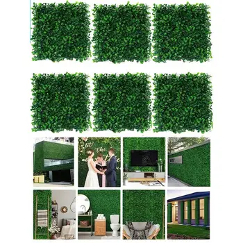 Künstliche Pflanzen Gras Wandpaneel Buchsbaum Hecke Grün UV-Schutz Grün Dekor Privatsphäre Zaun (10 Stück)