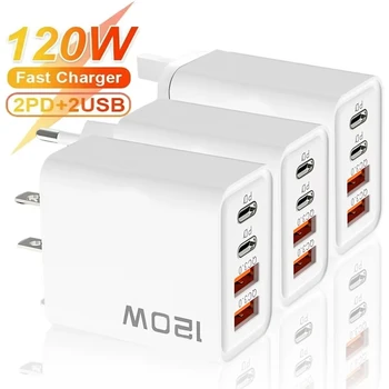 PD 120 W 4 Ports USB C Ladegerät Quick Charge 3.0 Typ C USB Telefon Ladegeräte Schnellladeadapter für Samsung