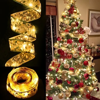 Lichterkette für den Innenbereich, batteriebetriebenes Weihnachtsband mit Lichtern, Weihnachtsbaum-Zubehör