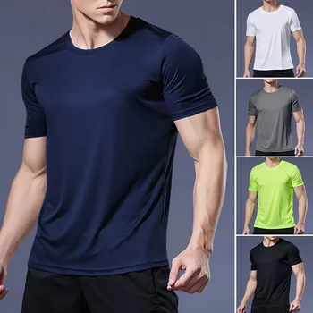 Schnell trocknendes, kurzärmliges Herren-T-Shirt für Fitnessstudio, Laufen, feuchtigkeitsableitend