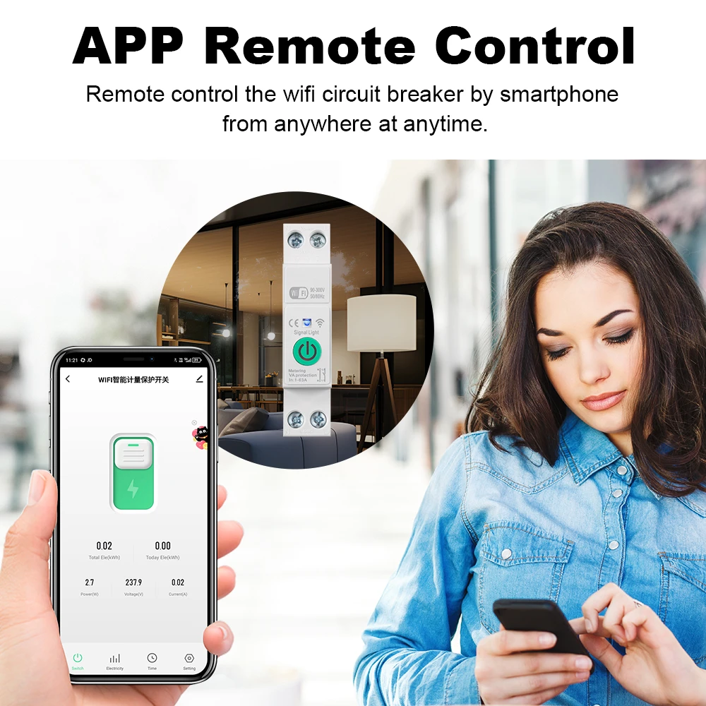 1-63A 1P+N WLAN-Smart-Leistungsschalter mit kWh-Messung – Bild 2