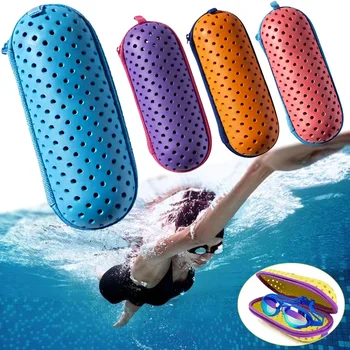 Schwimmbrille Schutzhülle Weiche Schwimmbrille Schutzbox mit Entwässerungsloch Tragbare Schutzbrille