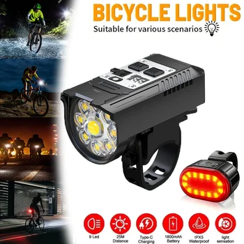 KDULIT 9-LED-Fahrradscheinwerfer, USB wiederaufladbar, Fahrradlampe, superhelle Lenkerlichter, wasserdichtes
