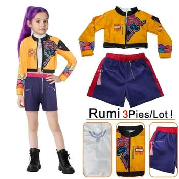 Film Rumi Cosplay Kostüm für Mädchen Halloween Karneval Weihnachten Rumi Orange Jacke Weste und Shorts