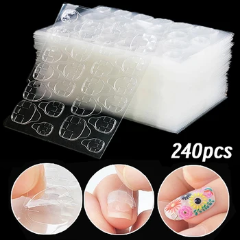 Doppelseitige Nagel Gelee Kleber Transparent Falsche Nail art Klebeband Kleber Aufkleber DIY Wiederverwendbare
