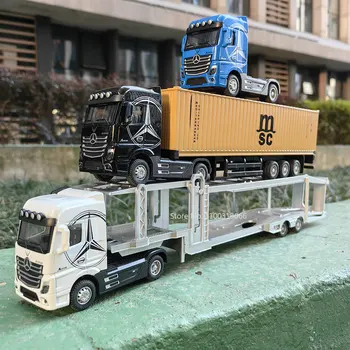 1:50 große Diecast Legierung Lkw Auto Modell Spielzeug Container Zurückziehen Sound Und Licht Transport