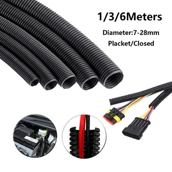 1/3/6M Wellrohr7mm-28mm Auto Kabel Hitzebeständige Isolierung Rohr Kabelbaum Motor Elektrische Draht Schutz