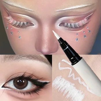 Mattweißer Eyeliner-Flüssigkeitsstift, liegender Seidenraupenstift, erhellt die Augenecken, ultradünner