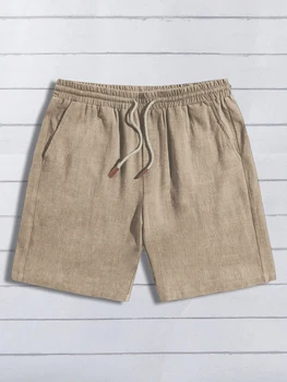 Sommerliche dünne Leinenshorts für Herren, locker und lässig, 5-Zoll-Hose, aus Baumwolle und Leinen