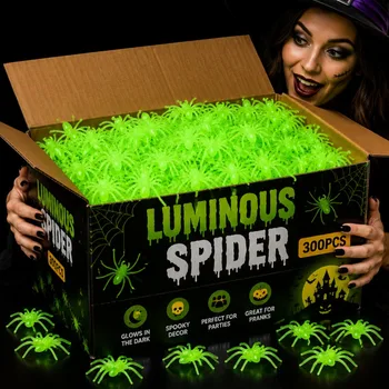 Mini Leuchtende Spinnen, Glow-in-the-Dark Kunstspinnen, Plastik-Ornamente, DIY Horror-Party