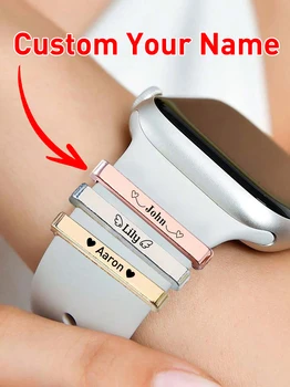 Individuell gravierter Namens-Uhrenarmband-Charm, individuelles Uhren-Charm-Zubehör, personalisierter
