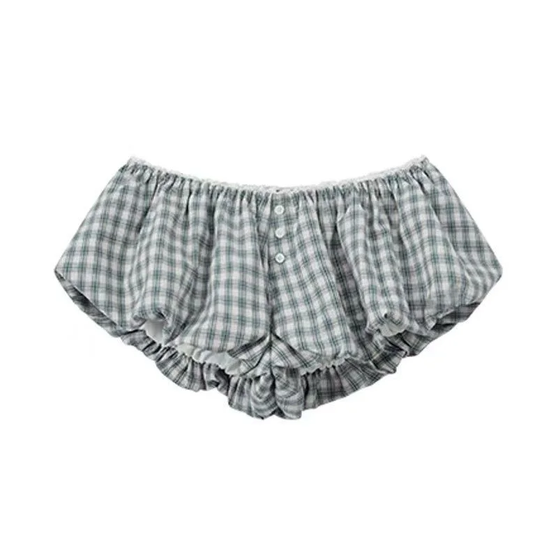 Damen Plaid Bubble Shorts Elastische Taille Bloomer Shorts – Bild 6