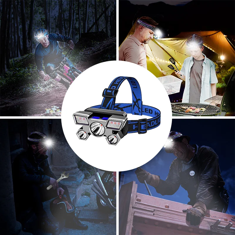 USB Aufladbare Scheinwerfer Tragbare 5LED Scheinwerfer Gebaut – Bild 6