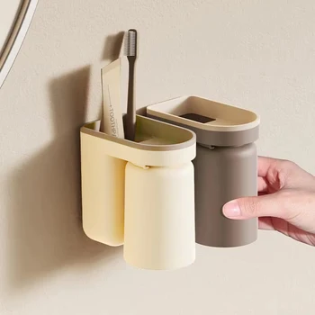 Innovative Zahnbürste Lagerung Rack Kein Loch Licht Luxus Mundwasser Tasse Pinsel Tasse Wand Badezimmer