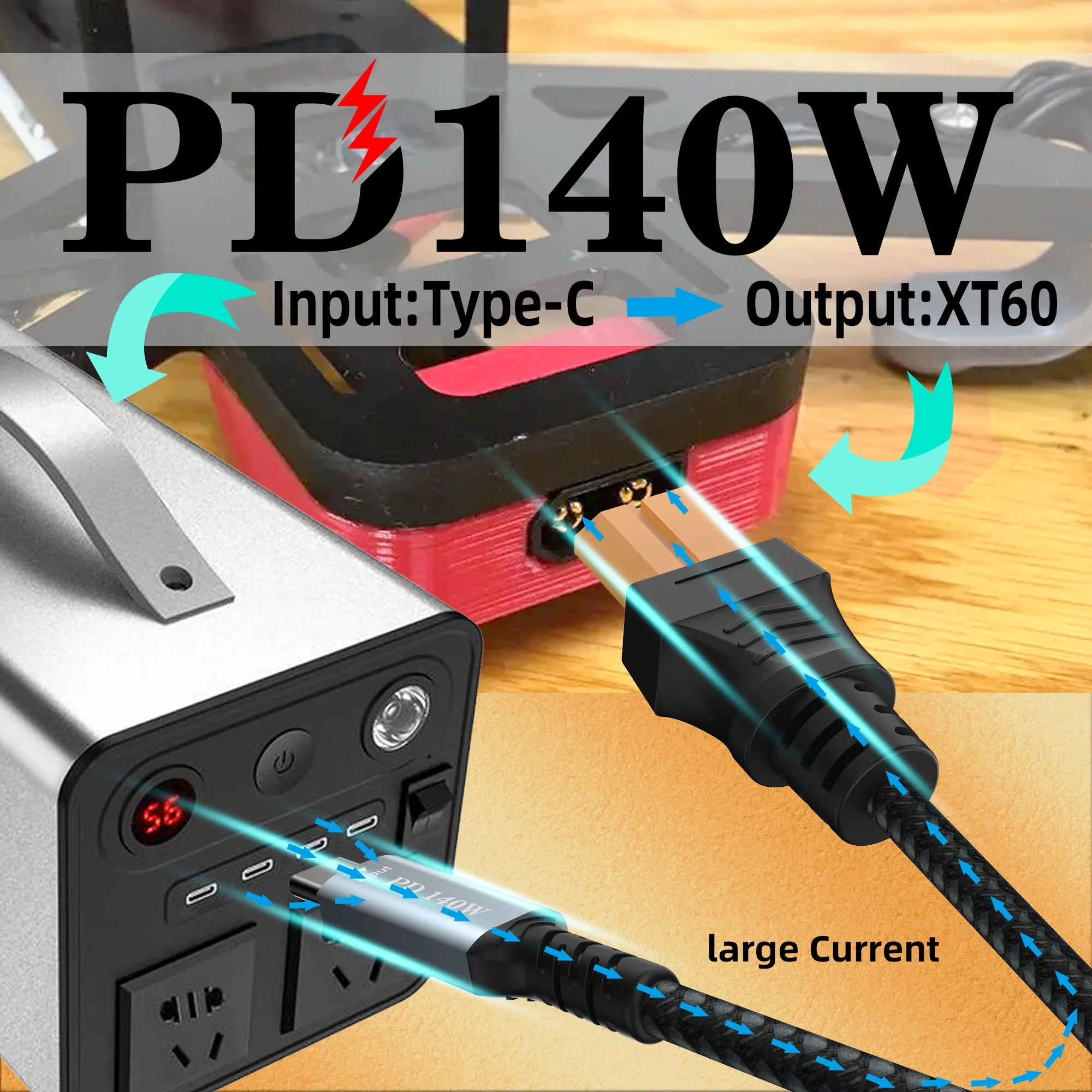 Typ-C-auf-XT60-Adapterkabel, USB-C-auf-XT60-Ladekabel – Bild 3